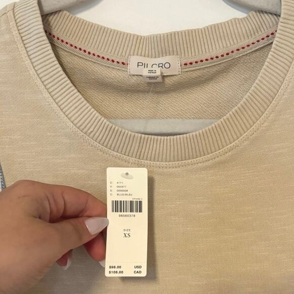 NWT Pilcro Woven Puff-Sleeve Top In Blue/Tan Size XS - Picture 5 of 8